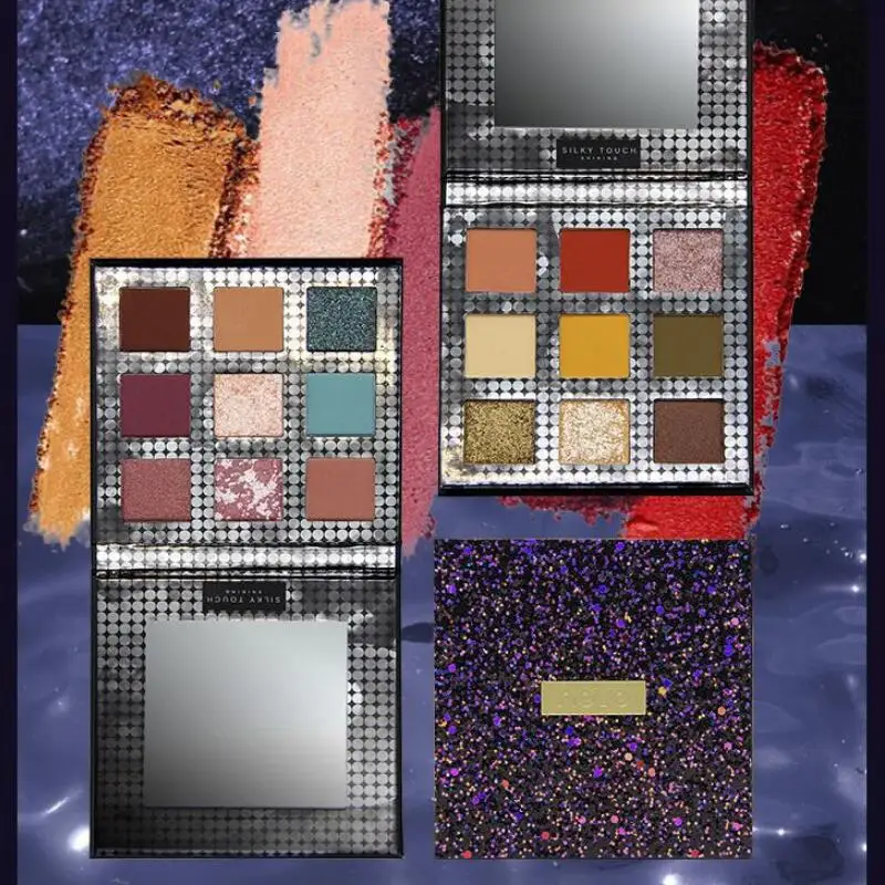 Палитра теней для век 9 цветов стойкие блестящие матовые мерцающие тени