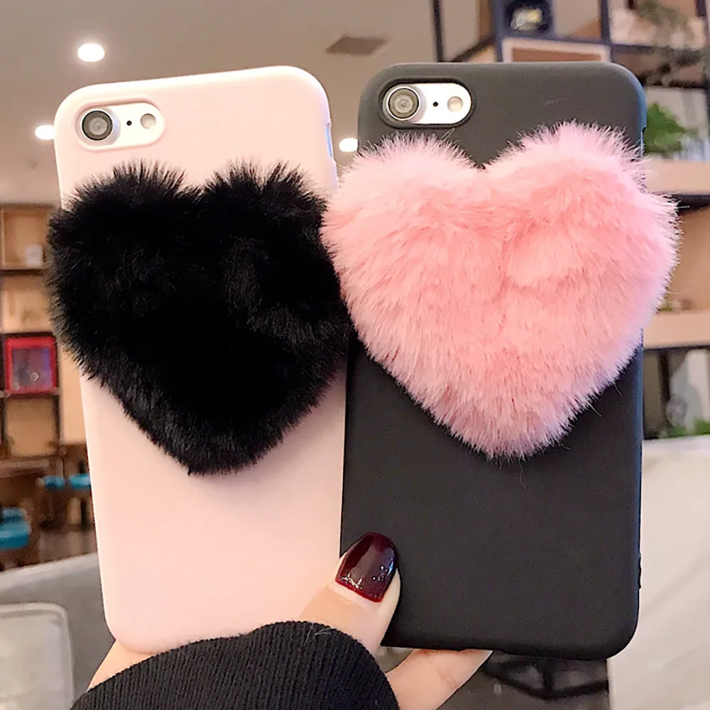 LAPOPNUT 3D Fuzzy Furry Pom TPU Bumper Phone Case for Huawei P30 Pro P20 Lite Mate 20 Luxury Silicone Soft Protective Cover |