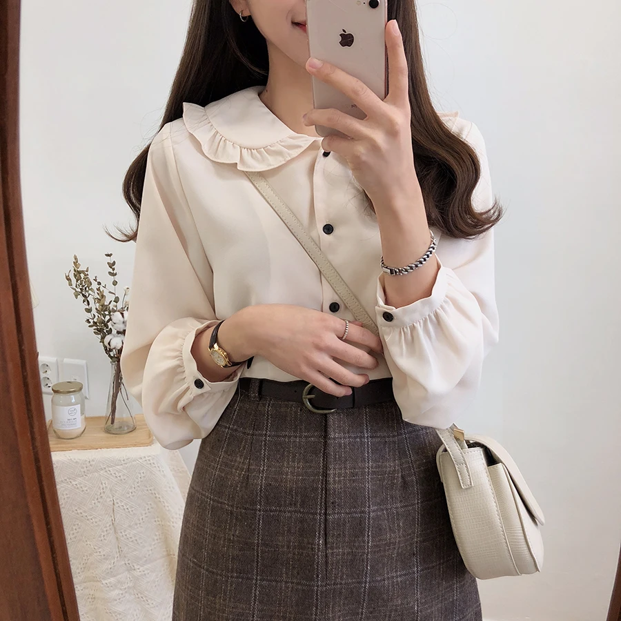 Винтажная однотонная хлопковая белая рубашка женские большие Топы женская