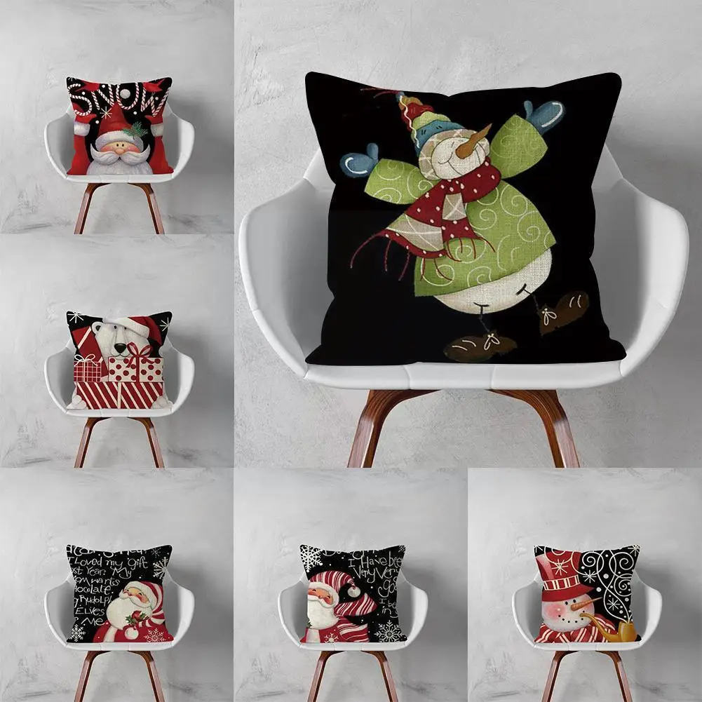 

Single-sided Linen Christmas Theme Pattern Pillowcase Chair 45*45cm Room Decoration Living Christmas Sofa Pillowcase Pillow E0x1