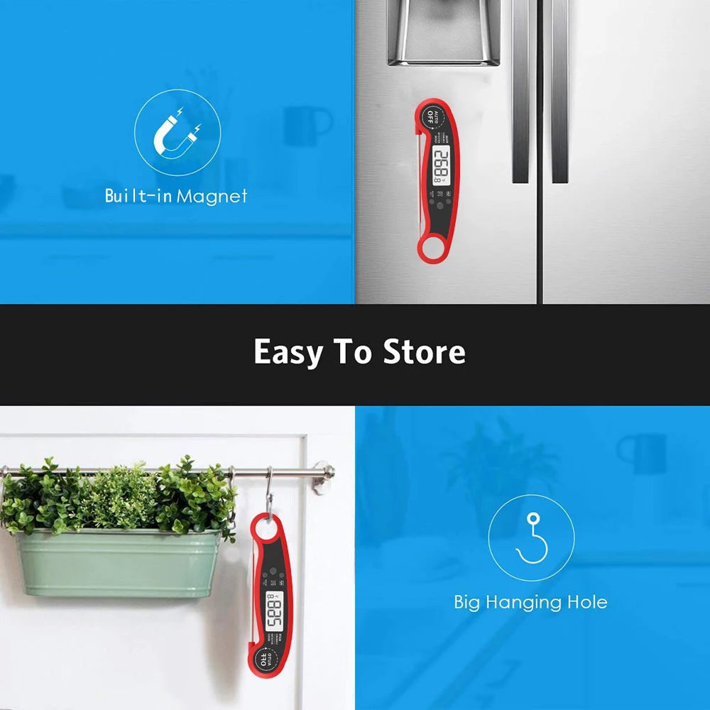 Водонепроницаемый цифровой термометр для пищи с температурной сигнализацией