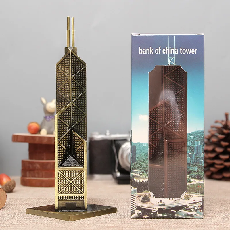 

Elegant Building Figurines Metal Craft Bank of China Tower Metal Tower Gift Decorative Craft Figurine Office Decor Crafts