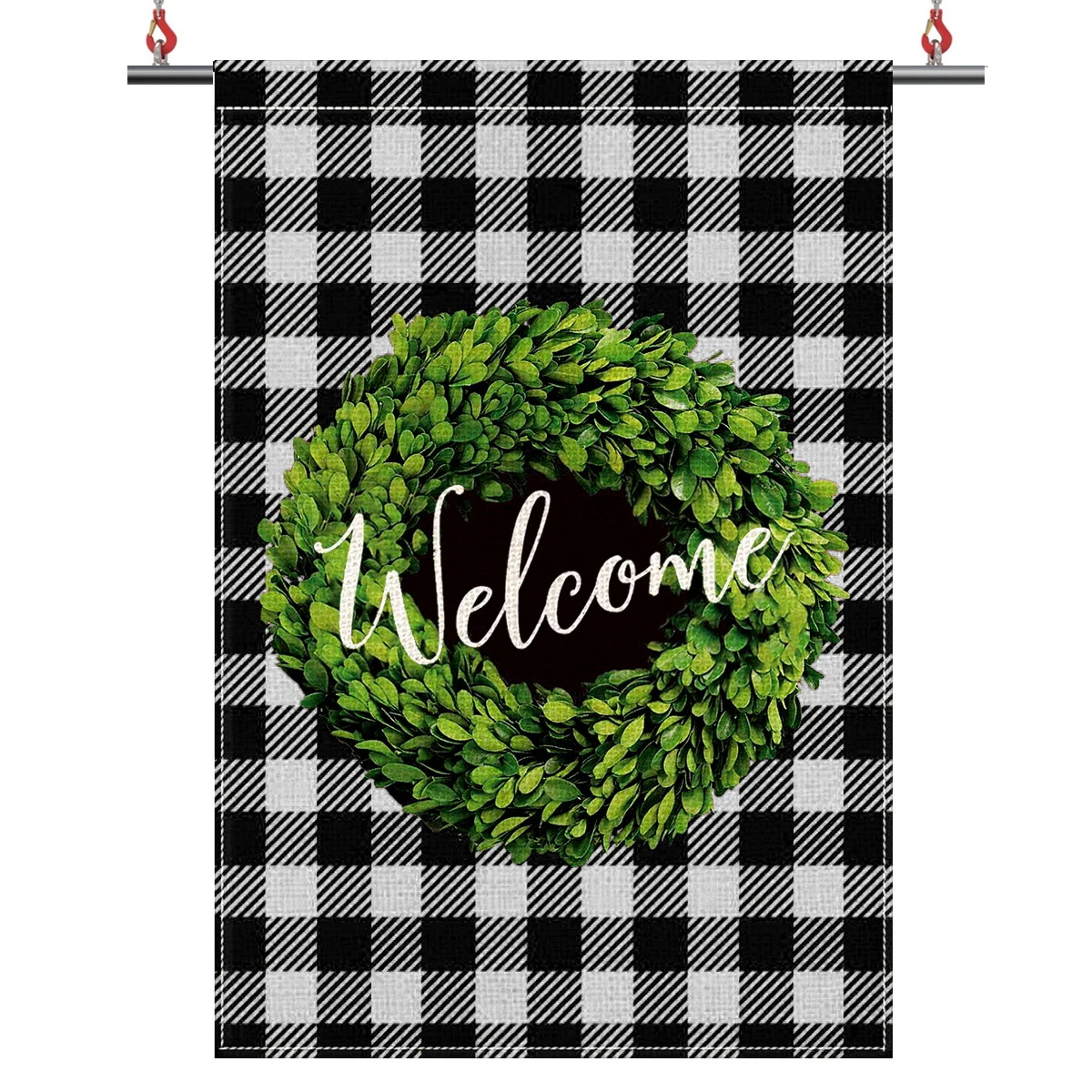 

Флаг «Добро пожаловать в сад», вертикальный двухсторонний Рождественский венок, клетчатый флаг для дома, сада, двора