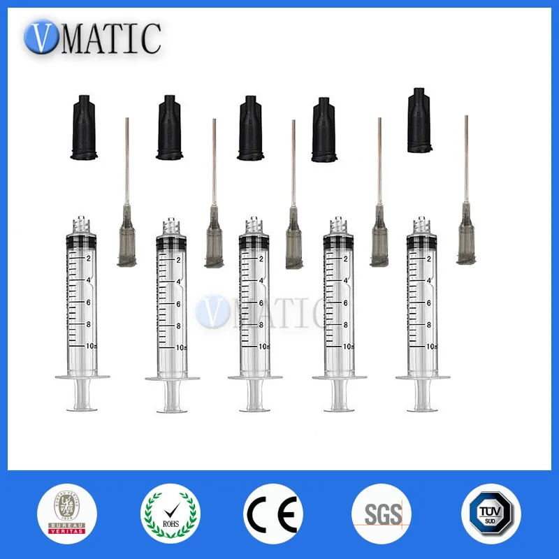 

Free Shipping 5Pcs Non Sterilized Dispensing Syringes Luer Lock 10Ml/Cc With Tips & Caps