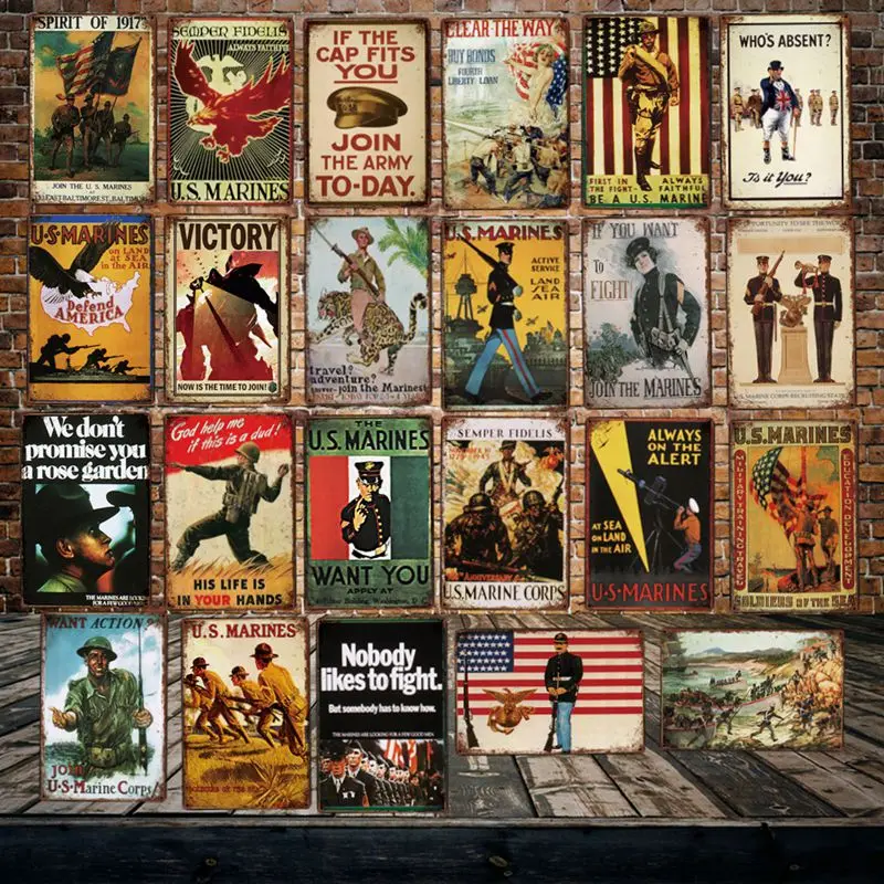 

[ DecorMan ] Custom Retro Army Metal Sign Marines Victory metal sign Decor LT-1993