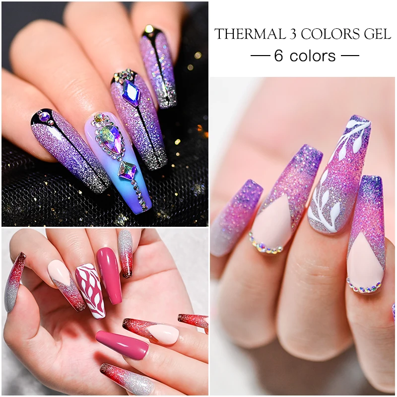 Mtssii 4 шт тепловой набор гель-лаков для ногтей ультра-тонкий блеск меняющий Цвет