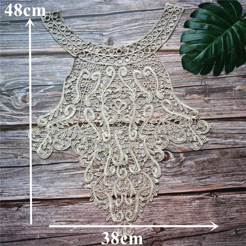 Бежевый цветочный тканевый Воротник с вышивкой в богемном стиле нашивка для