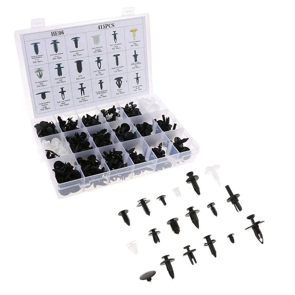 

415 Pieces 18 Kind Mixed Car Body Push Pin Rivet Clips for Ford