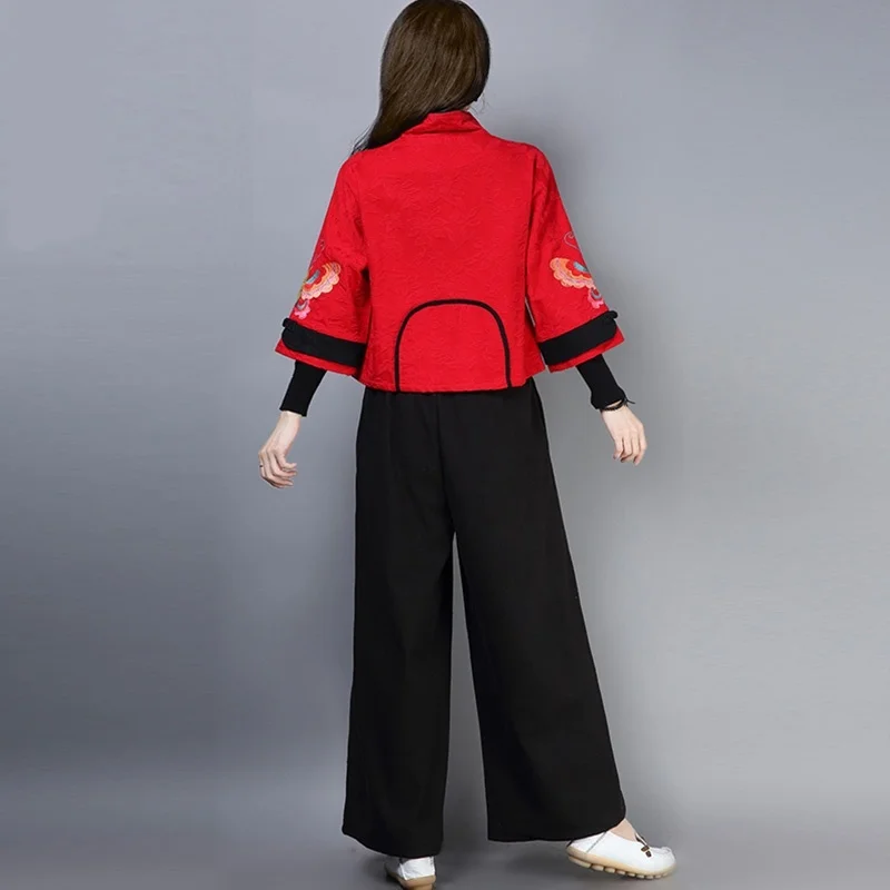 Традиционная китайская одежда Женский чонсам короткая куртка с вышивкой модная