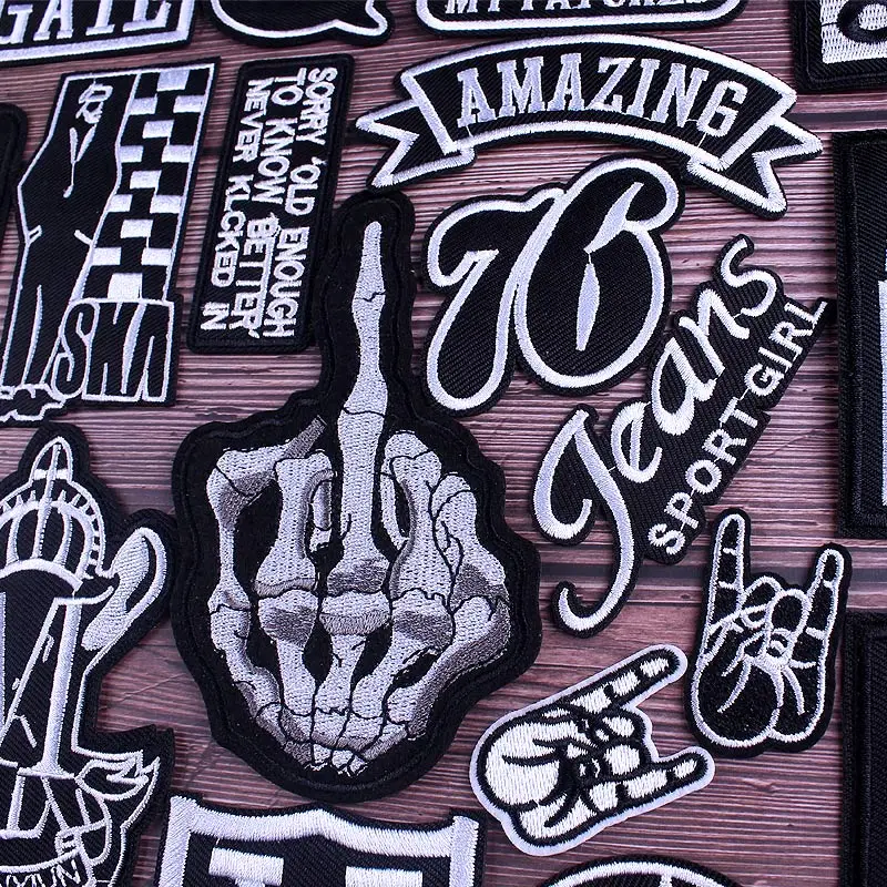 Хиппи Череп нашивки с вышивкой для одежды надписями джинсы куртки пошив ткань