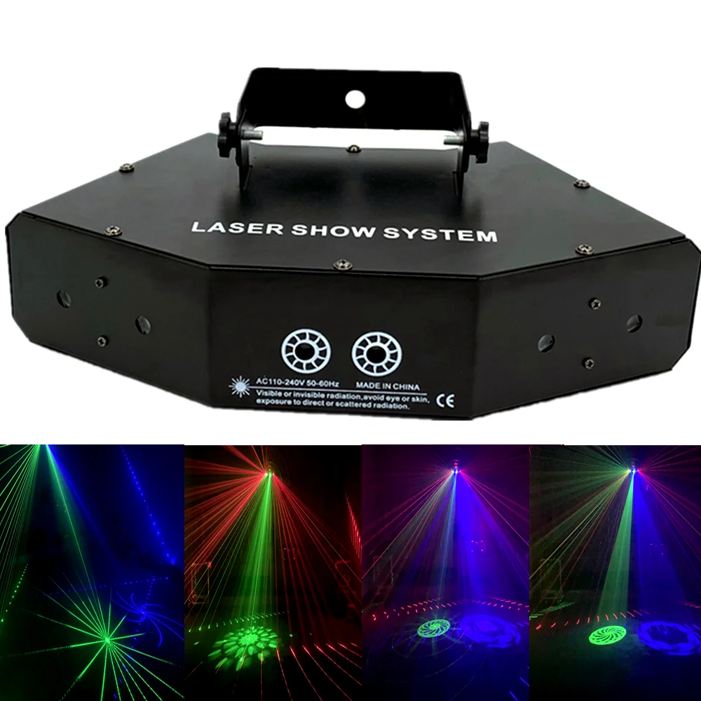 Профессиональный RGB лазерный светильник 6 глаза Laster s DMX сценический для диско