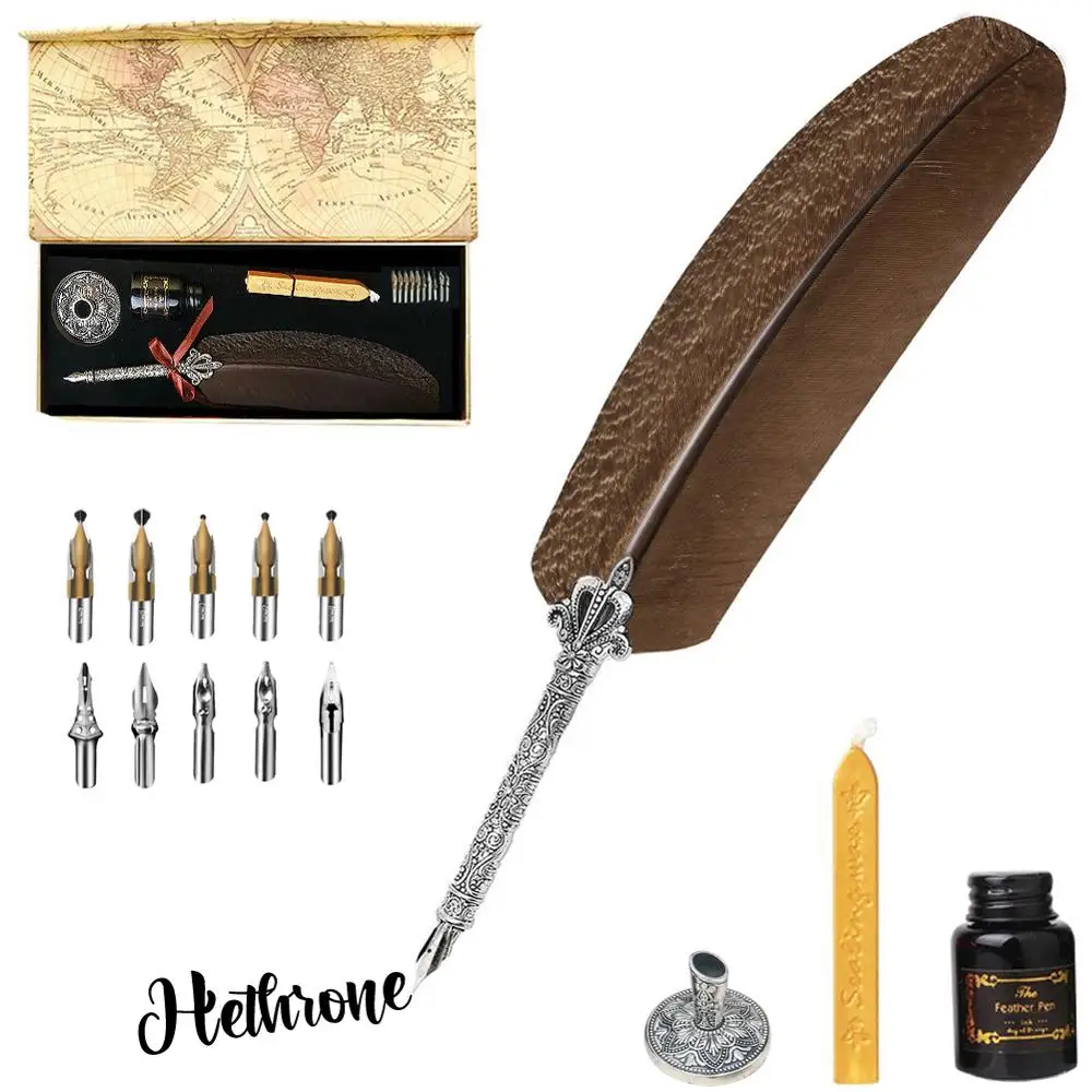 Hethrone винтажная старинная перьевая авторучка из натурального металла английская
