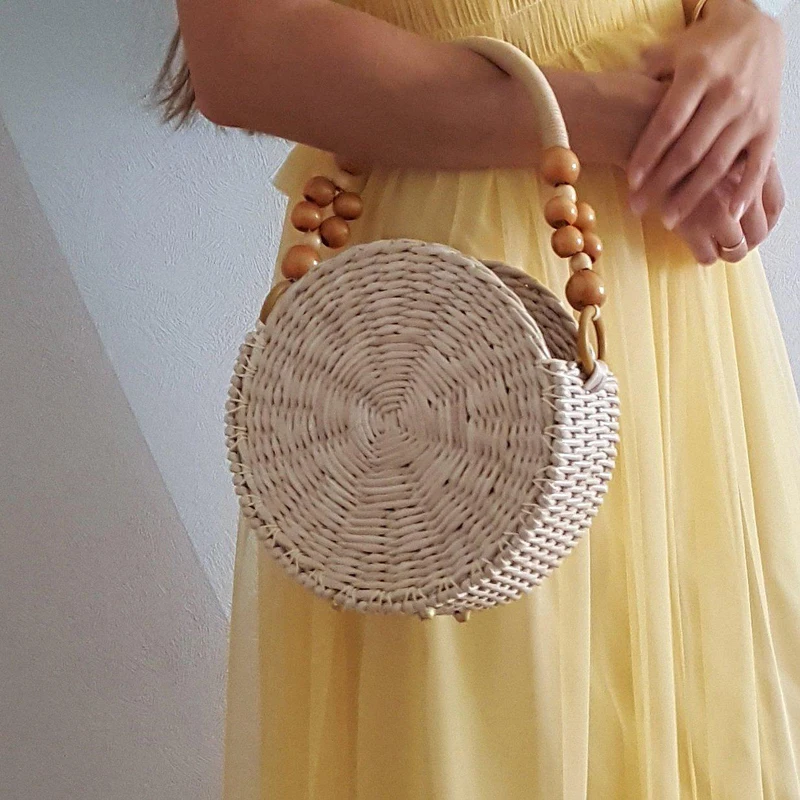 

45cm DIY Replacement Wood Bead Rope Bag Strap Handles Fashion Shoulder Belt Bag Handbag DIY Belt for Bag Strap Parts Accessories