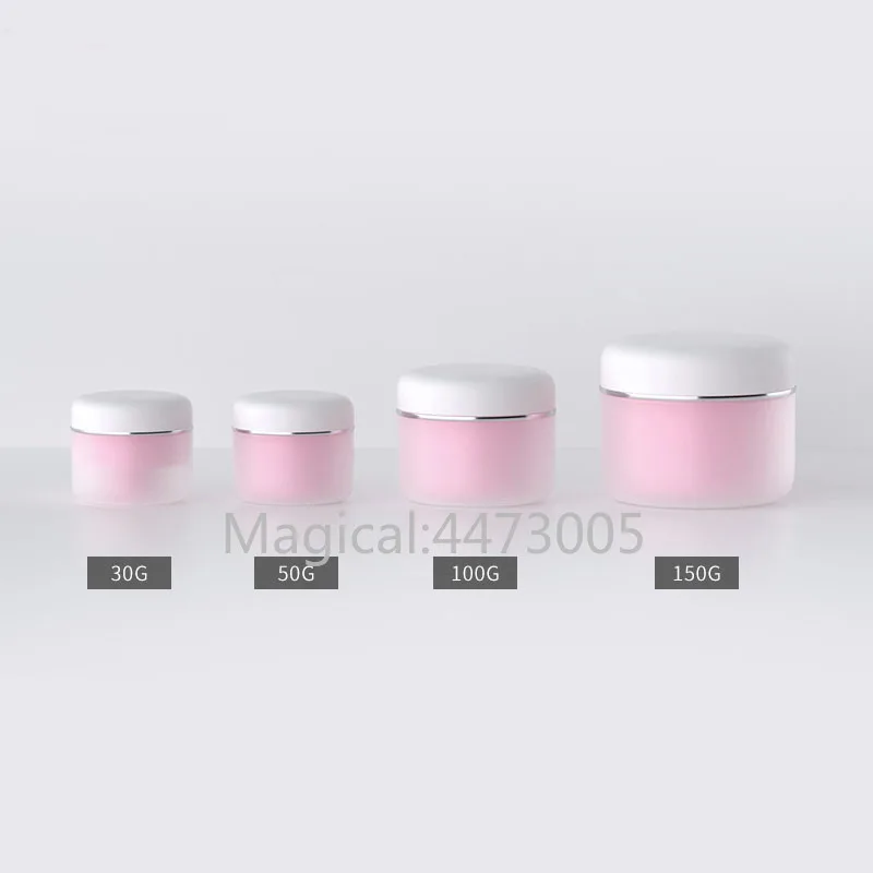 

20pcs/lot 30g50g100g150g Cosmetic Empty PP Double Layer Cream Jar, DIY Pink Refillable Pot, Portable Beauty Makeup Shell Package
