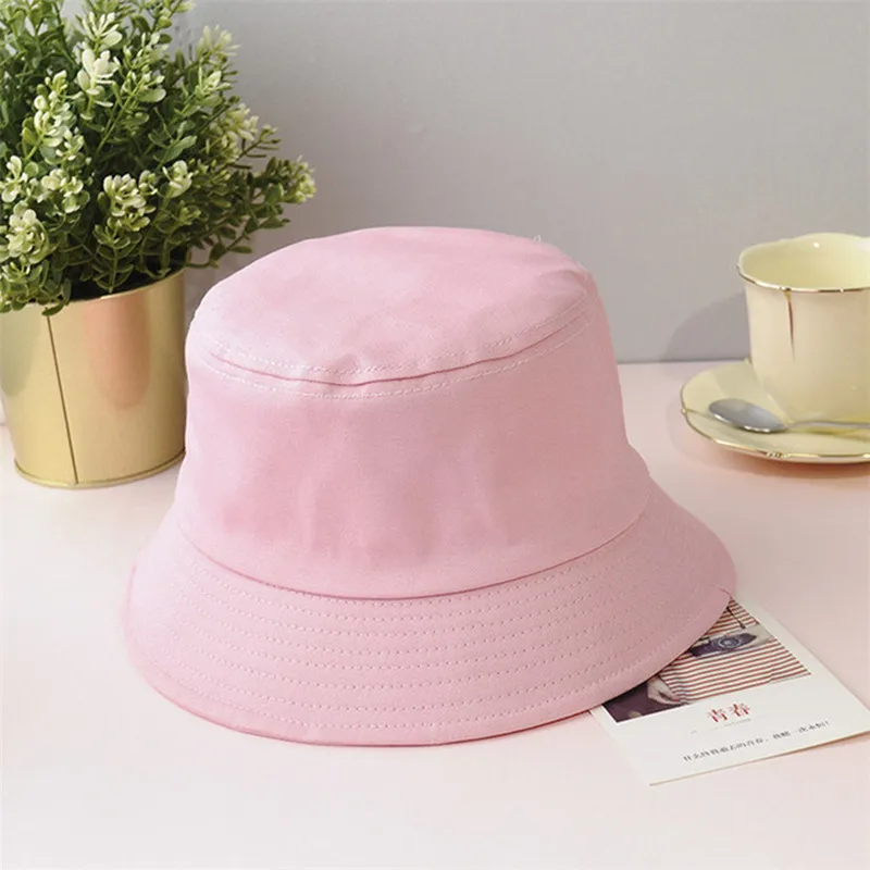 

2021 New Fashion Cotton Bucket Hats Women Summer Sun Protection Solid Color Foldable Sunbonnet Fedoras Outdoors Beach Dome Caps