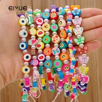 chain for mask lanyard strap evil eye necklace letter necklaces colorful bead women jewelry heishi disc chains holder decoration