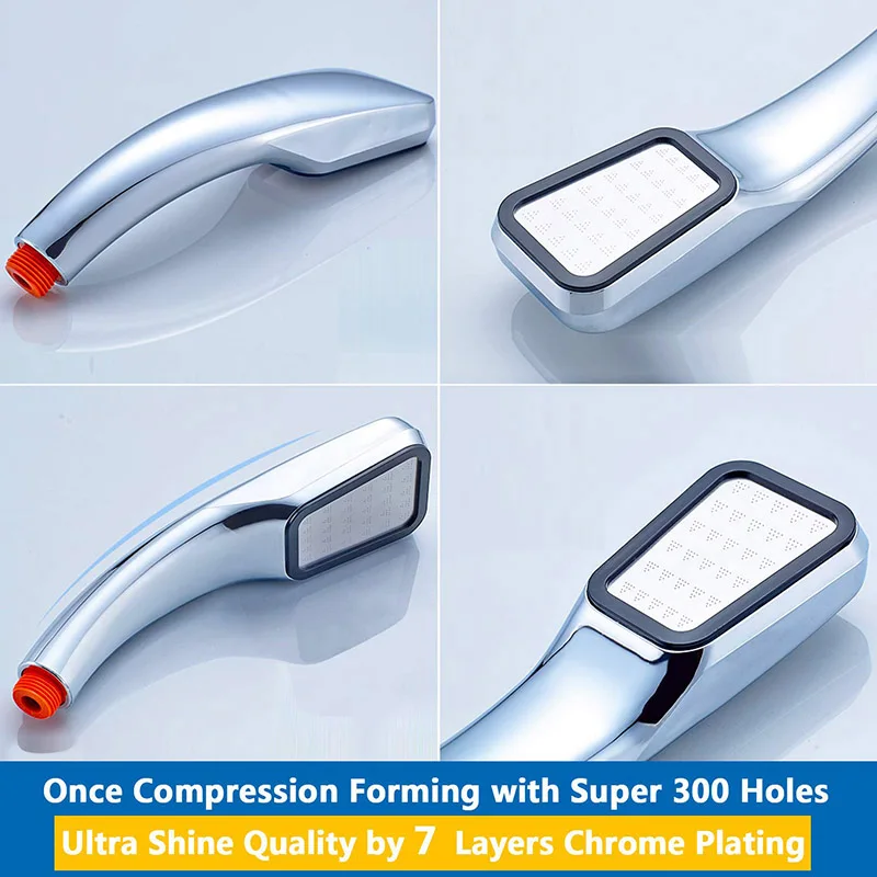 Лейка для душа с высоким давлением 300 отверстий хромированная ручная из