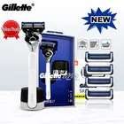 Бритва Gillette Fusion Мужская с 5-слойной чувствительной кожей, подставка для бритвы, ограниченная серия, оригинальная, подарочная упаковка, сменные Т-образные лезвия