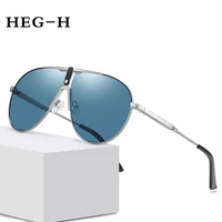 heg g 2021 fashion pilot men polarized sunglasses oversized metal aviation male sun glasses classic black driving shades uv400