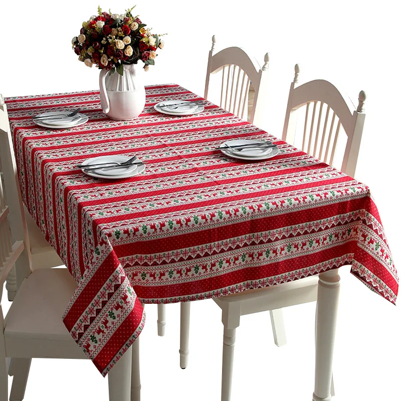 

2022 New Year Christmas Rectangular Tablecloth Dining Kitchen Table Decorations For Home Party Table Cover Christmas Ornaments