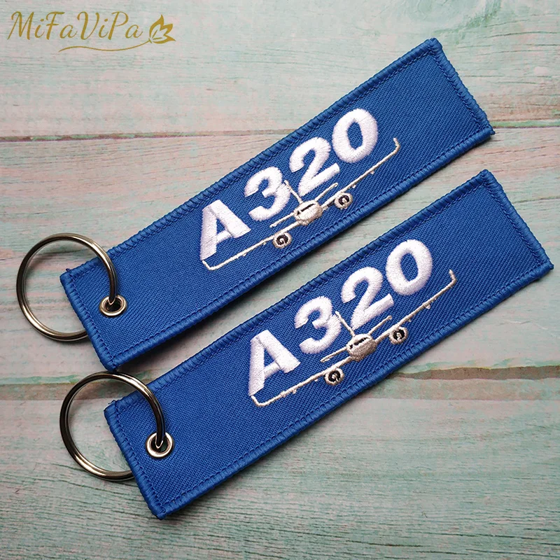 

50 PCS Blue Airbus A320 Fashion Trinket Keychain Strap Embroidery Aviation Key Chain for Men Flight Crew Gift Luggage Keyrings