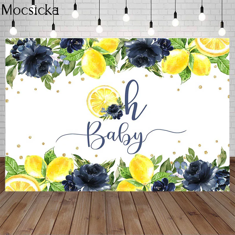 

С надписью Oh Baby фон для дня рождения зеленого ЛИМОННЫХ цветов Золотой горошек декор, многоярусная юбка фон новорожденный 1st на день рождения...