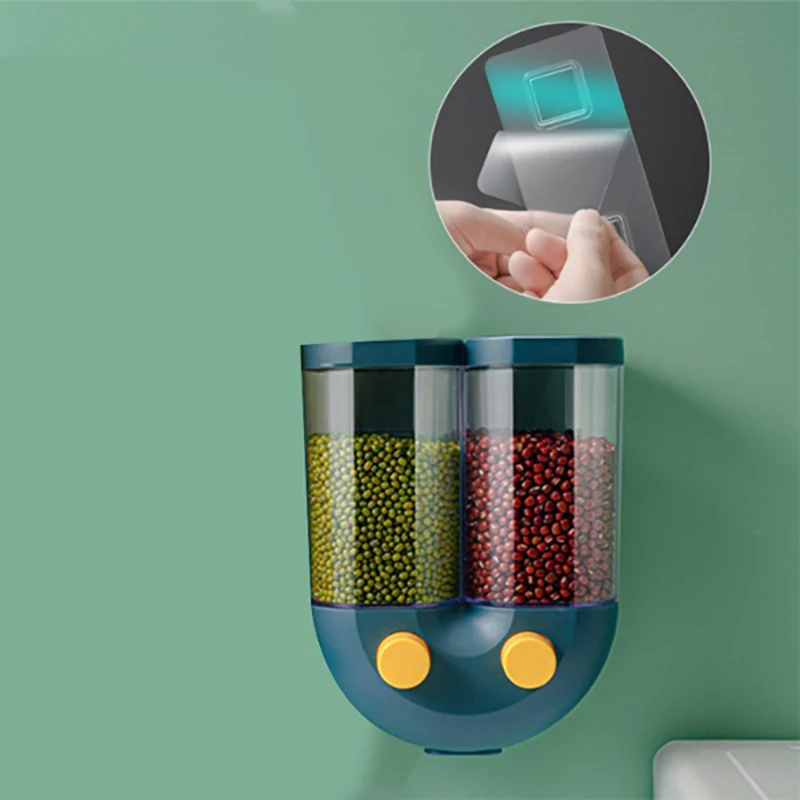 

2Pcs Wall Mount Press Type Food Container Plastic Kitchen Refrigerator Multigrain Storage Tank Transparent Sealed