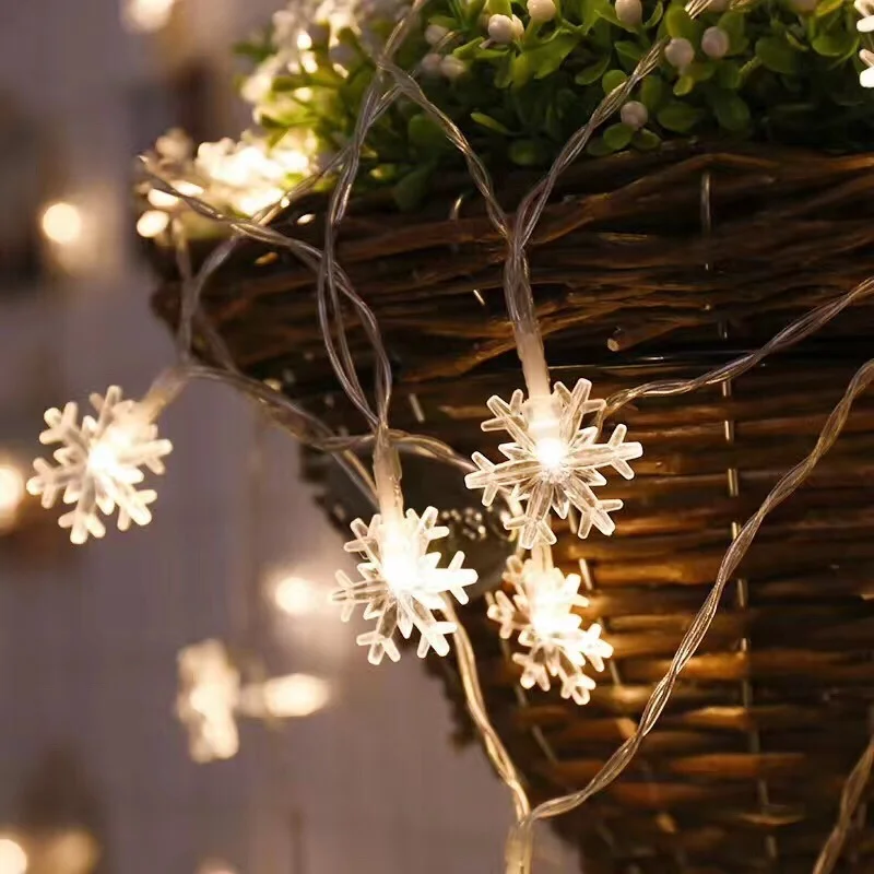 Luzes da Corda do Floco de Neve de Natal Decoração da Árvore de Luzes de Fadas para Casa Decoração de Interiores-bateria Operado Guirlanda 2m 3m 6m Luz