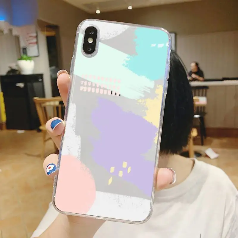 

Colorful World retro art pattern Phone Case Transparent for iPhone 6 7 8 11 12 s mini pro X XS XR MAX Plus