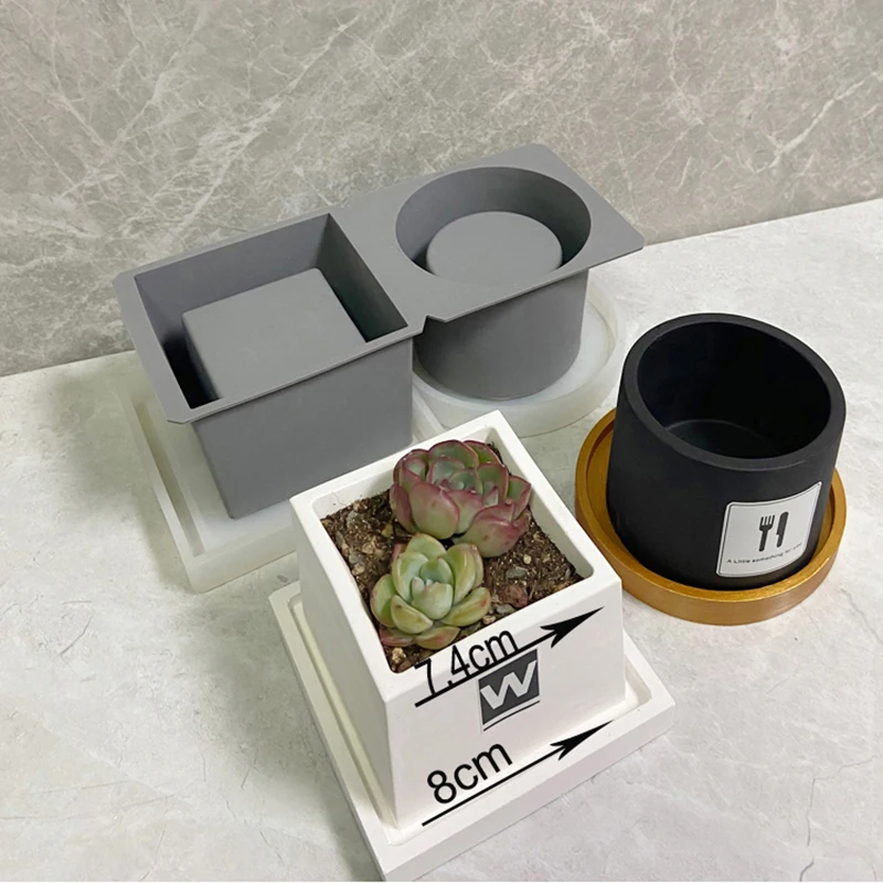 Круглая квадратная форма для цветочного горшка силиконовые бетонные формы