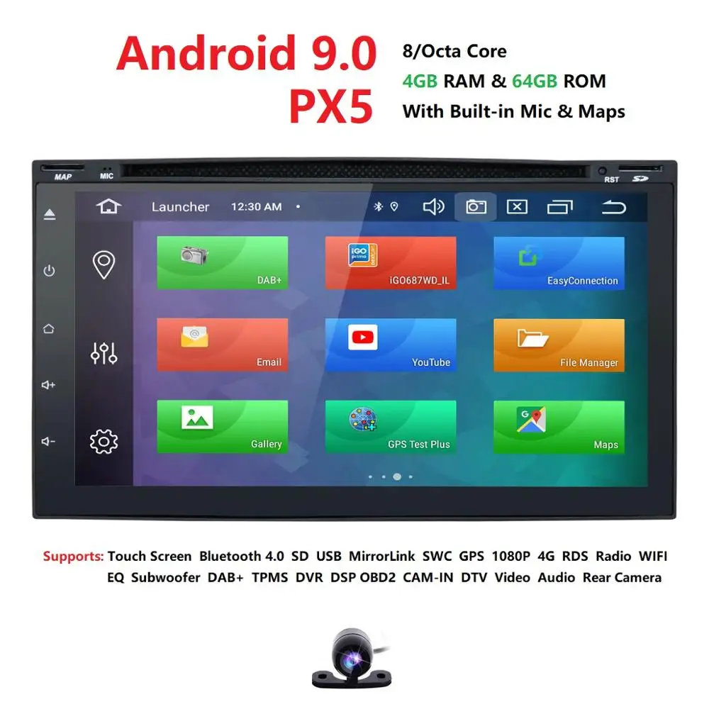 4G RAM Android 9 0 авто радио Восьмиядерный 7 дюймов 2DIN универсальный автомобильный DVD