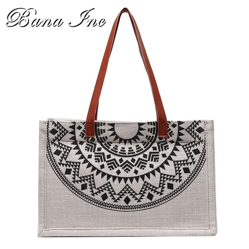 

Canvas Tote Bag women's Shoulder Bag National Style Cotton And Hemp Women Shopping Shoulder Purse 2021 New Fashion Handbag