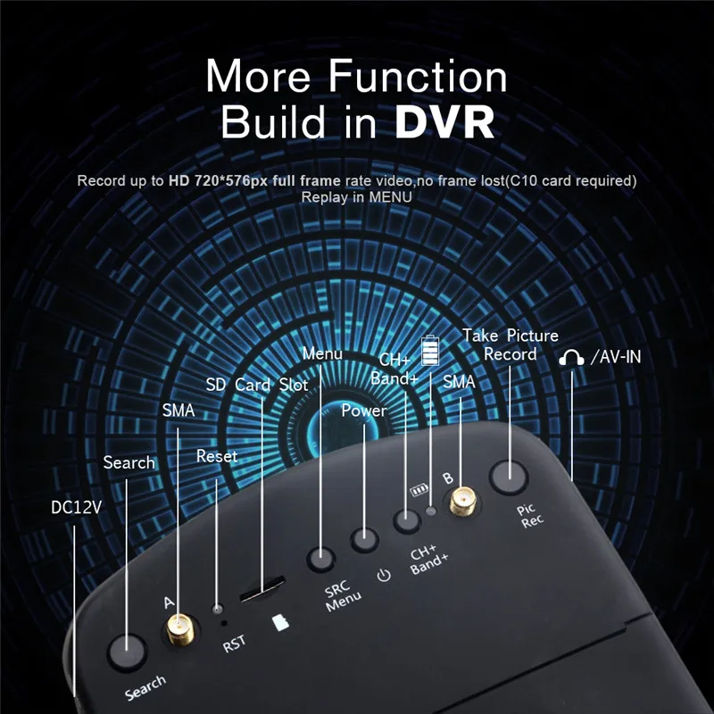 Eachine-gafas FPV de diversidad para Dron teledirigido, auriculares de v&iacute;deo HD, DVR, 5,8G, 40 canales, 5 pulgadas, 800x480-4