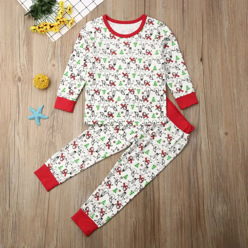 Рождественский пижамный комплект для маленьких мальчиков и девочек