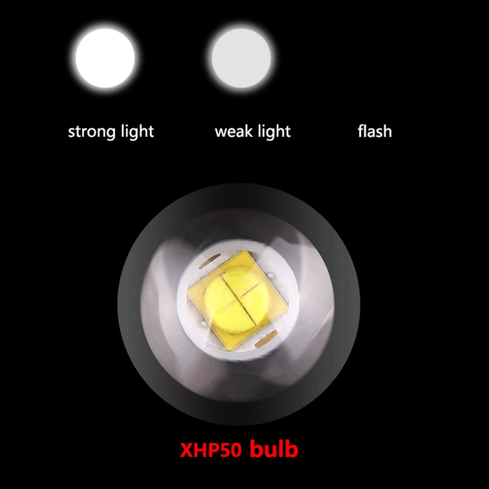 Супер яркий тактический светодиодный фонарик XHP50 3 режима освещения