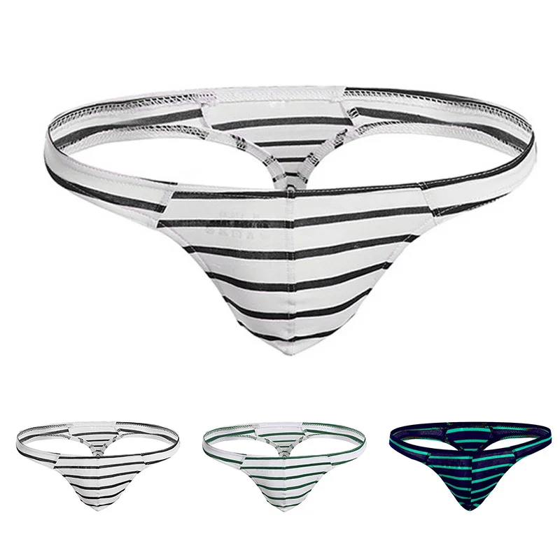 Мужские трусы с низкой талией сексуальные трусики принтом в полоску дышащие