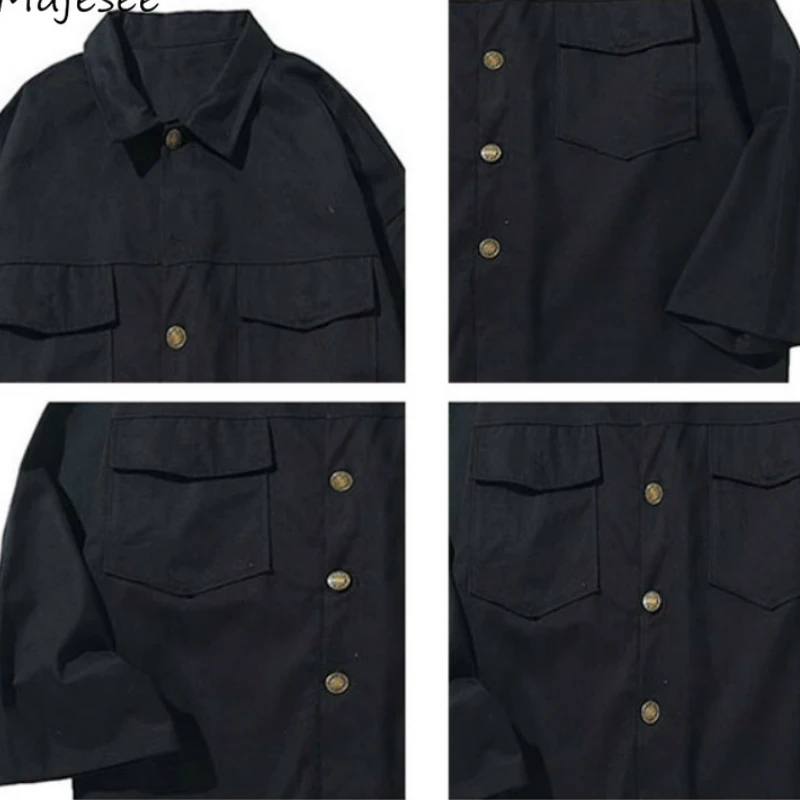 

Men Jackets Ins Retro Chic Solid Simple Clothes Male Safari All-match Streetwear Man Loose Outwear New Handsome Pockets Clothing