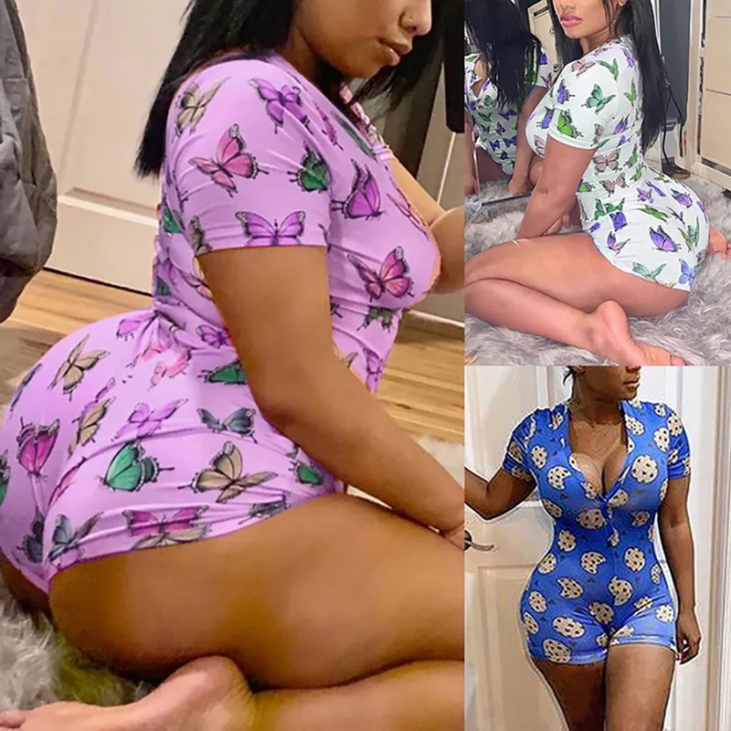 24h корабль Сексуальная Пижама для взрослых женщин плюс размер Кнопка боди трико