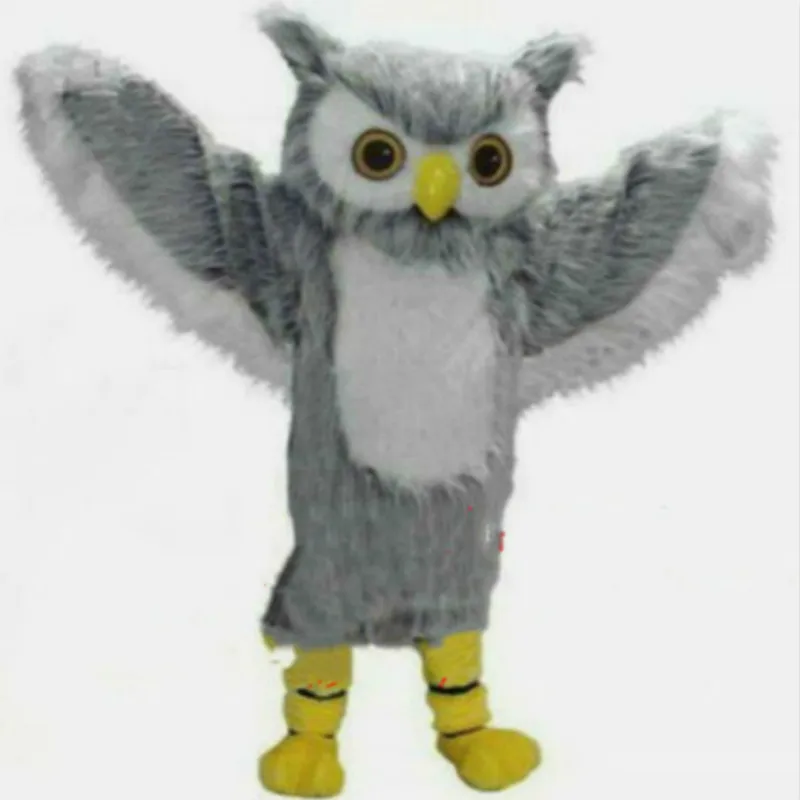 Серый плюшевый костюм-талисман в виде совы пушистые костюмы для косплея вечерние
