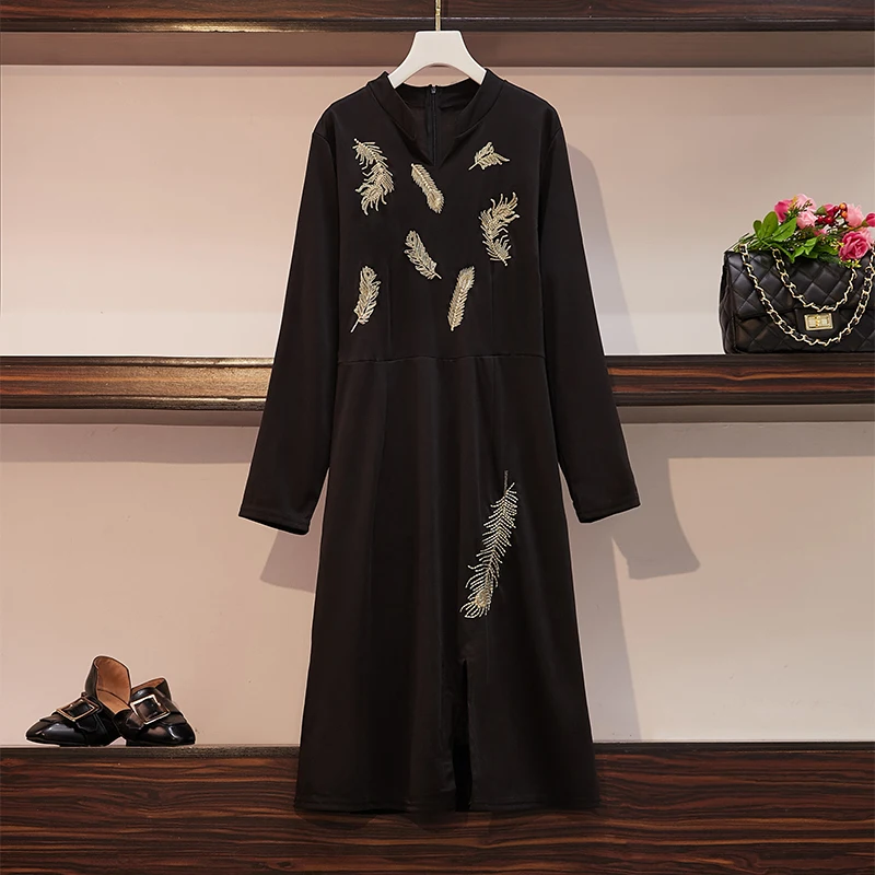 Новый асимметричный наряд с открытой вилкой в китайском стиле одежда для осени