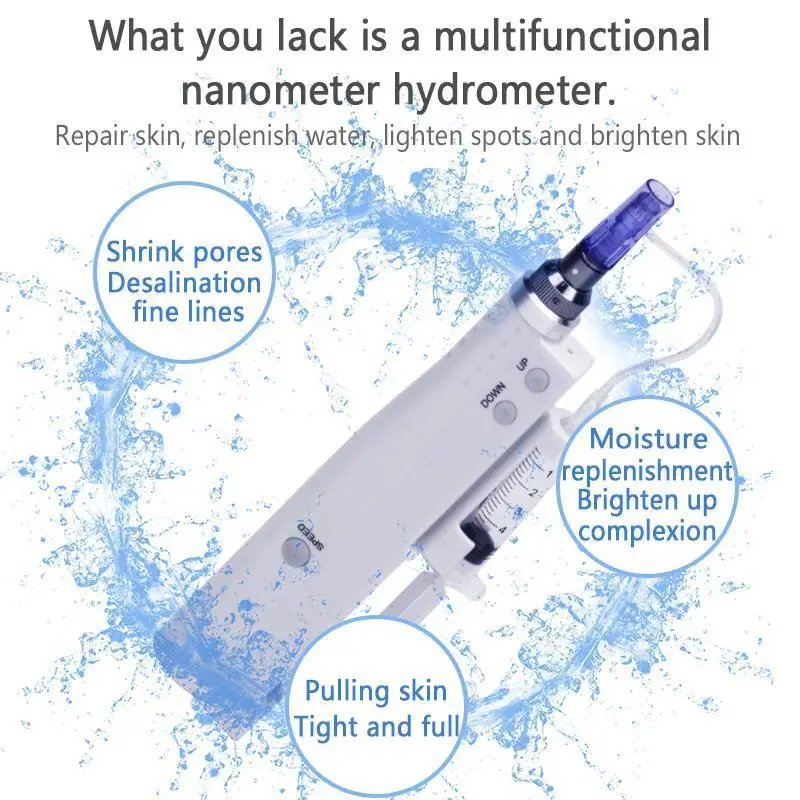 

2 in 1 Electric Microneedling Auto Crystal Injector Mesotherapy Gun Nano Needle Derma Pen