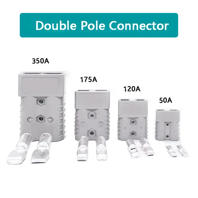 Double pole with copper contact power connectors 50a 120a 175a 350a 600v high current plug for electric car battery,ups cable