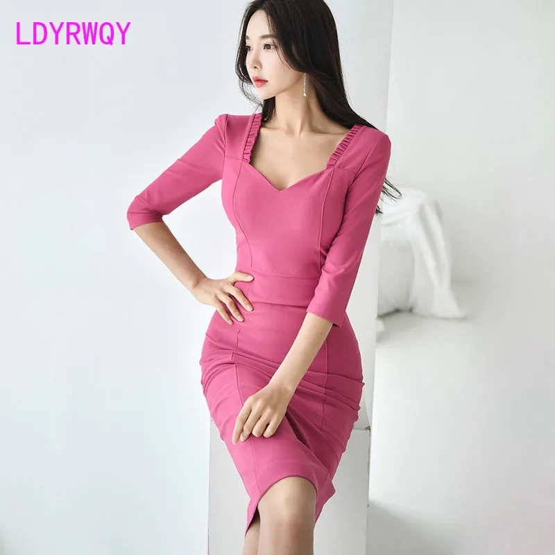 

2020 summer dress new Korean version of the ladies' temperament slim package hip fashion dress women