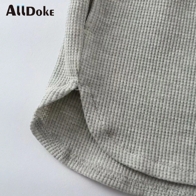 

ALLDOKE gray casual high waist shorts women summer streetwear cotton knitted shorts mujer ladies biker running shorts femme