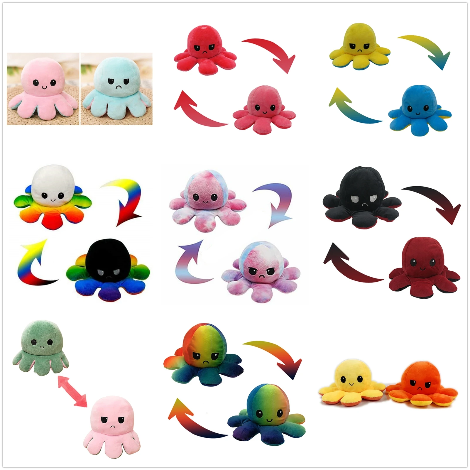 

Doll Stuffed Emotional New Flip Plush supplies Home Stuffed Flip supplies Double-sided Home Toy Kids pulpo Octopus Crossing