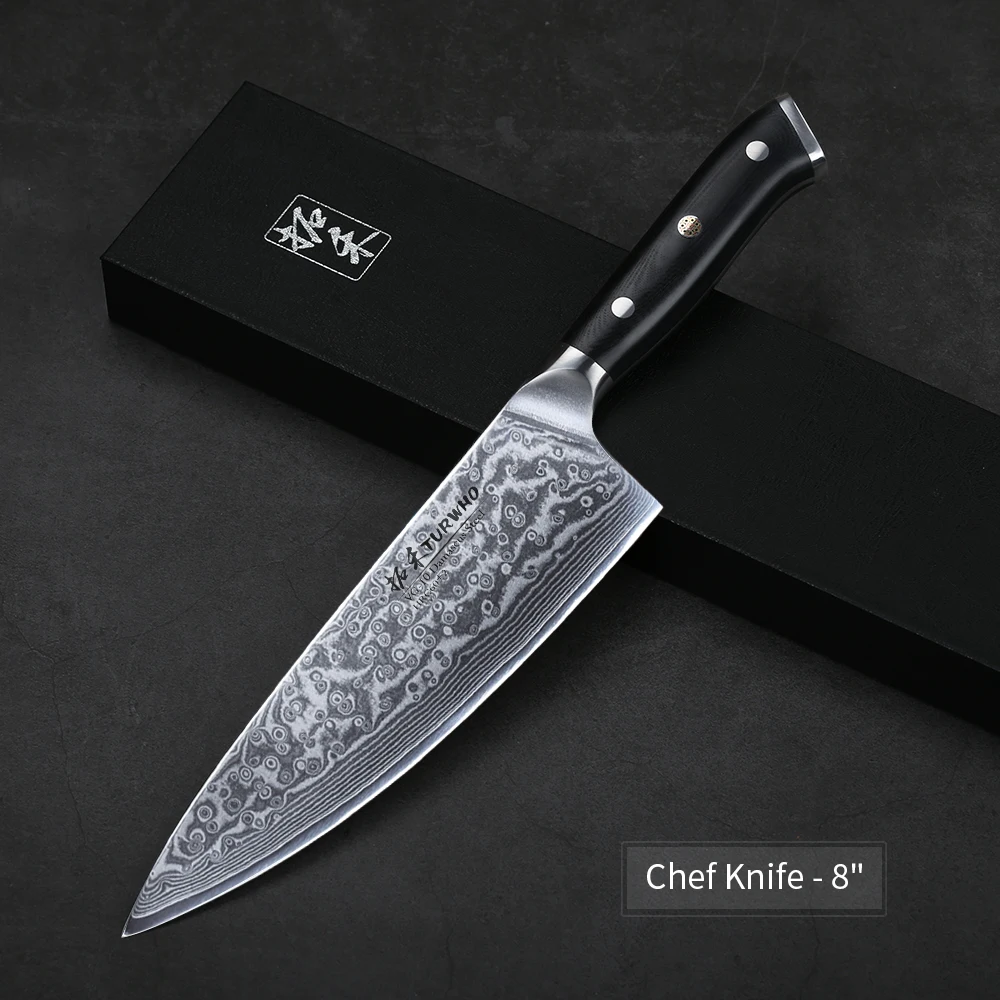 TURWHO 8 ''профессиональный нож шеф-повара Gyuto японский дамасский кухонный нож из нержавеющей стали очень острые кухонные ножи G10 Ручка