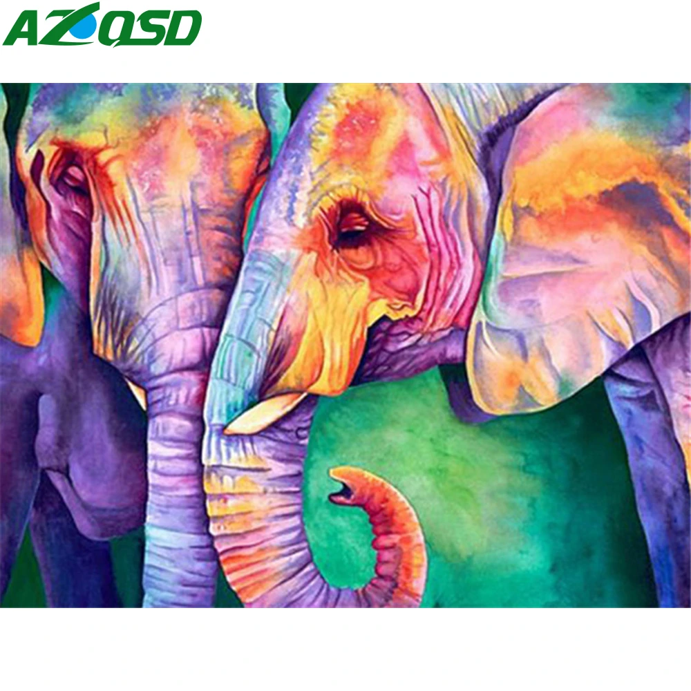 

AZQSD 5D Kit Diamond Painting Animal Cross Stitch Diamond Embroidery Mosaic Elephant Square Drill Needlework Handmade Gift