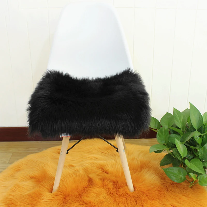 Faux Fur Chair Cushion Square Home Decorated Office Zipper Soft Warm Plush Pillow For Padchair Chairs sofa cushion | Дом и сад
