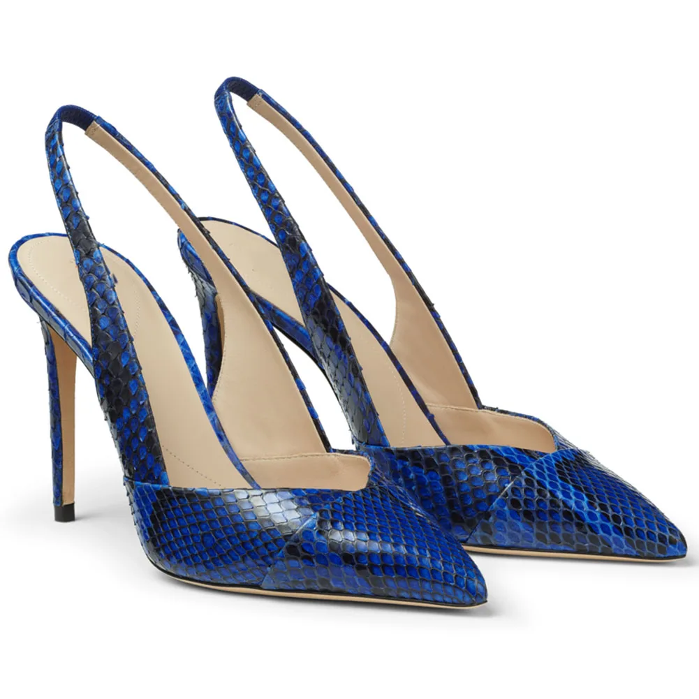 

SARAIRIS Female Cover Toe Brand Sandals Snake Print High Heels Back Strap Sandals Women Pointed Toe Fashion Dress Shoes Woman
