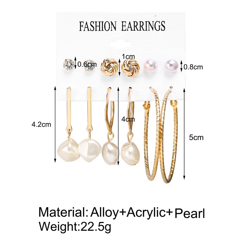 17KM Vintage Moon Pearl Stud Earrings Set For Women BOHO Tassel Geometric Heart Twist Earring New DIY Bohemian Jewelry